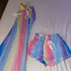 Rainbow dress set with shorts